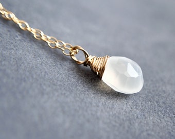 White Moonstone Necklace, June Birthstone Jewelry