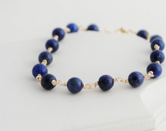 Lapis Lazuli Bracelet For Women, September Birthday Gifts For her, 9Th Wedding Anniversary Gemstone