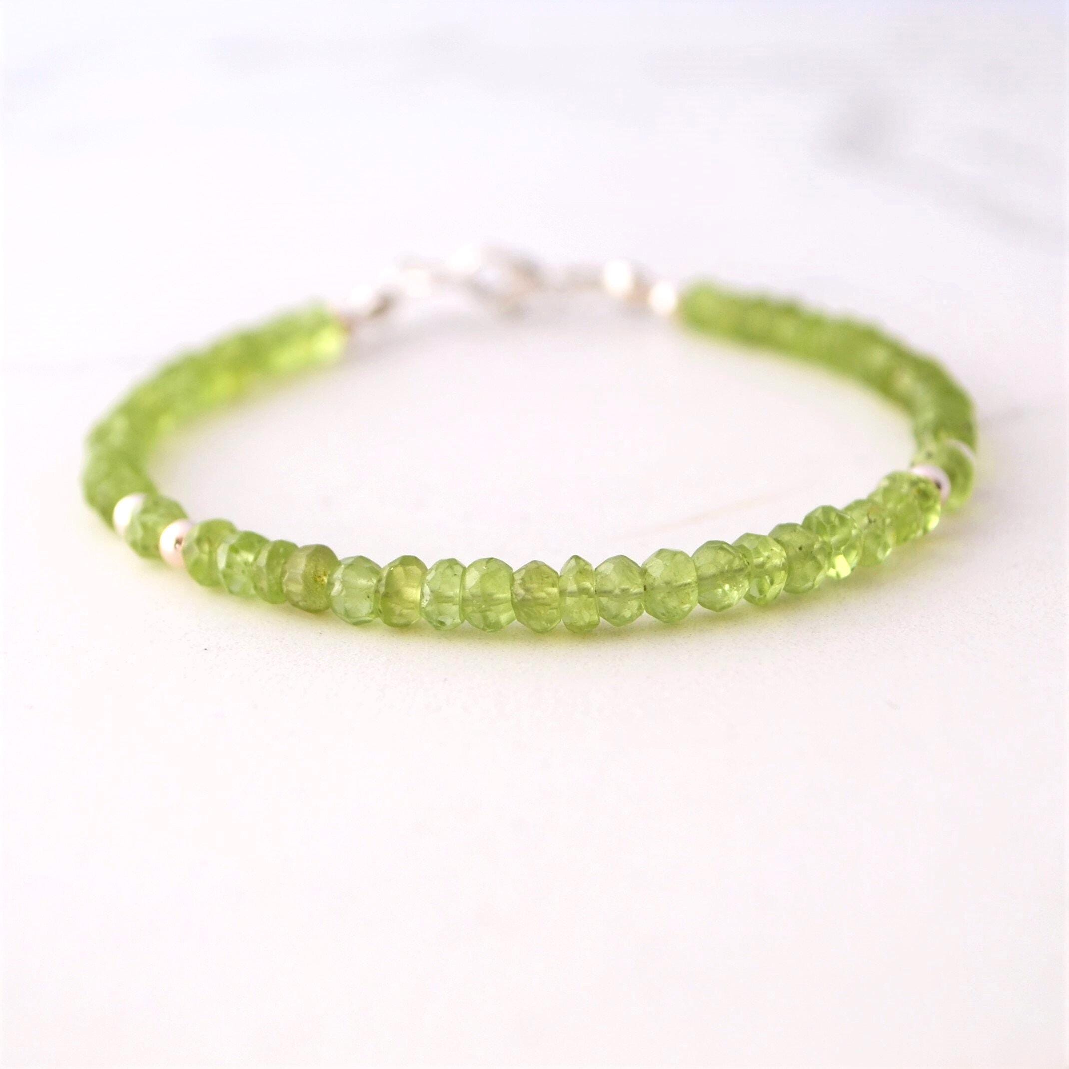 Peridot Beaded Bracelet, August Birthday Gifts For Her, 16th Wedding Anniversary For Wife