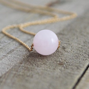 Rose Quartz Pendant Necklace: Sterling Silver or Gold-Filled Chain