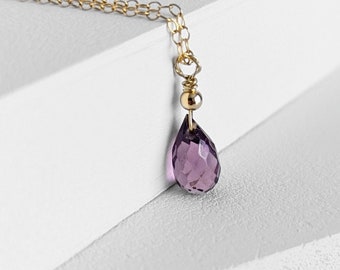 Dainty Amethyst Necklace, February Birthstone Jewelry, 6Th Wedding Anniversary Gift For Wife