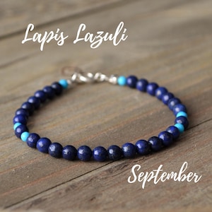 Lapis Lazuli And Turquoise Beaded Bracelet, September Birthday Gifts For Her, 9th Wedding Anniversary Gemstone Gift For Wife