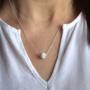 Minimalist Howlite Necklace: Single Bead Jewelry, Gold-Filled or Sterling Silver