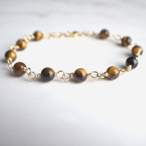 Tiger&#39;s Eye Bracelet For Women, Golden Brown Gemstone Bracelet,   Empath Protection Jewelry