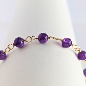 Amethyst Beaded Bracelet: February Birthstone Jewelry, Gold-Filled or Sterling Silver