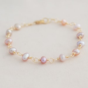 Mauve Pink Pearl Bracelet For Women, June Birthstone Jewelry Gifts For Her, 3rd Wedding Anniversary Gift For Wife