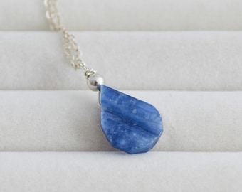 Blue Kyanite Necklace, Raw Crystal Jewelry, Gold-Filled or Sterling Silver