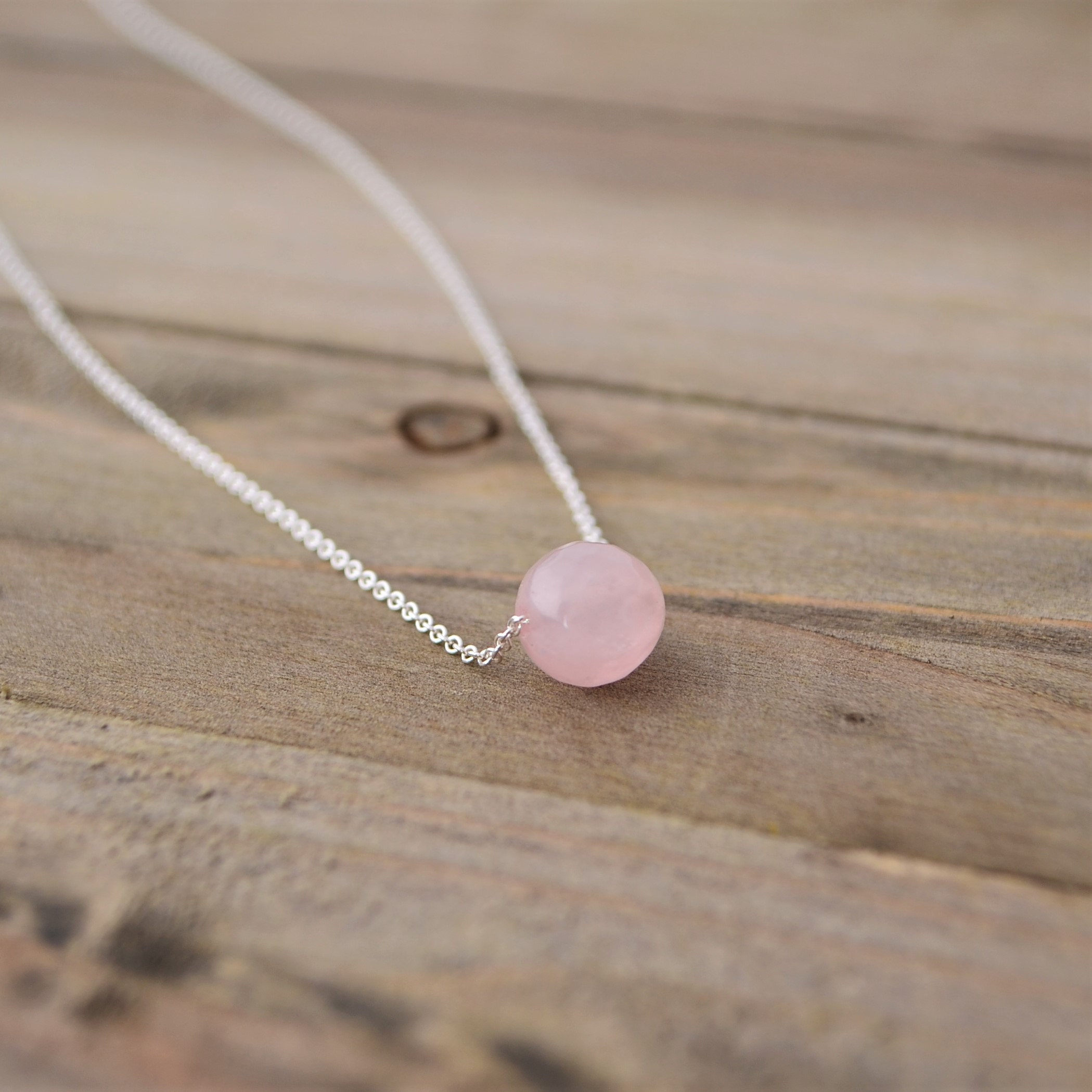 Dainty Rose Quartz Single Bead Necklace Minimalist Gemstone - Etsy Canada