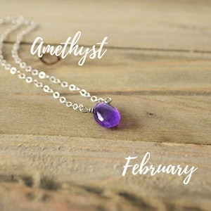 Purple Amethyst Teardrop Necklace, February Birthstone Jewelry For Women, 6Th Wedding Anniversary Gift For Wife
