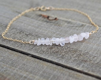 Rose Quartz Bar Bracelet, Raw Pink Gemstone Jewelry, Fertility Bracelet