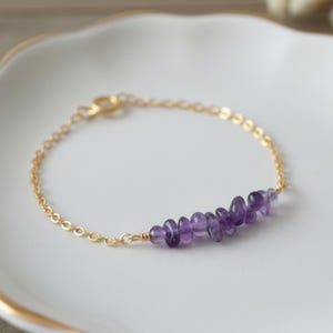 Amethyst Bracelet, Raw Crystal Bar, February Birthstone Jewelry, 6th& 26th Wedding Anniversary Gemstone
