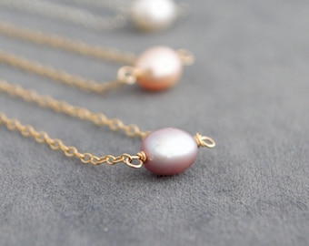 Minimalist Single Pearl Necklace, June Birthstone Jewelry, 3rd wedding anniversary Gift For Wife