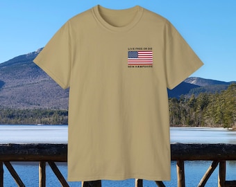 Live Free Or Die New Hampshire American Flag Over Heart