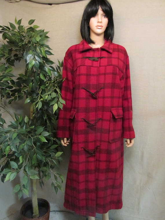 Vintage 1980's Woolrich Toggle Buffalo Plaid Wool