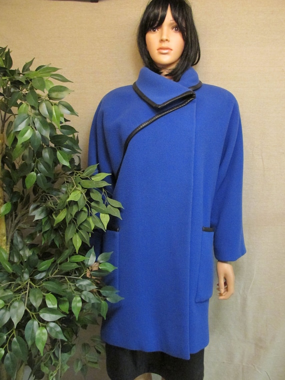 Vintage 1980's Pauline Trigere Royal Blue & Black