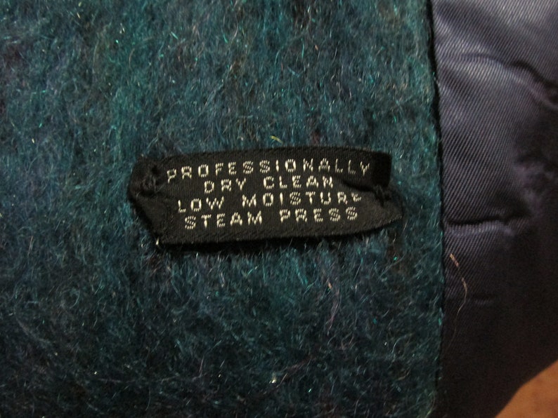 Vintage 1980/'s Paul Levy Designs Blue Mohair /& Wool Long Maxi Coat with Matching Scarf Women/'s Size ML