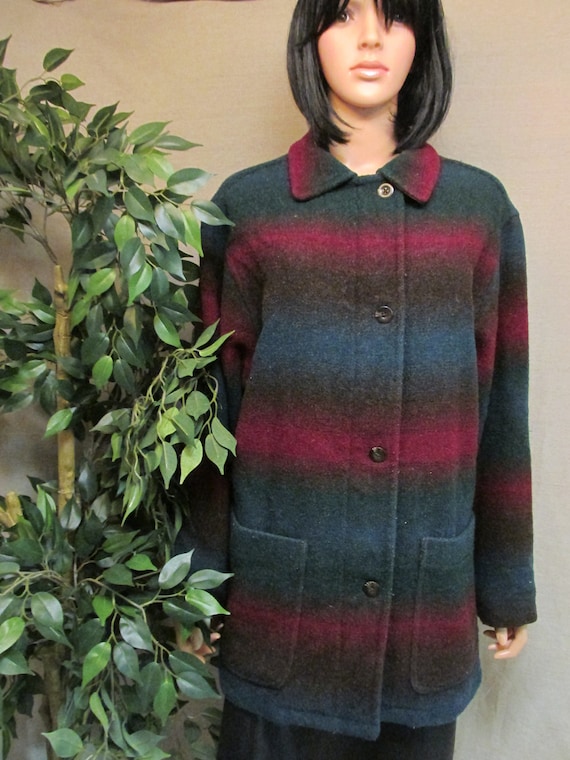 Vintage 1980's Land's End Wool Blend Striped Blank