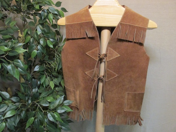 Vintage 1960's Brown Suede Fringe Cowboy Western V