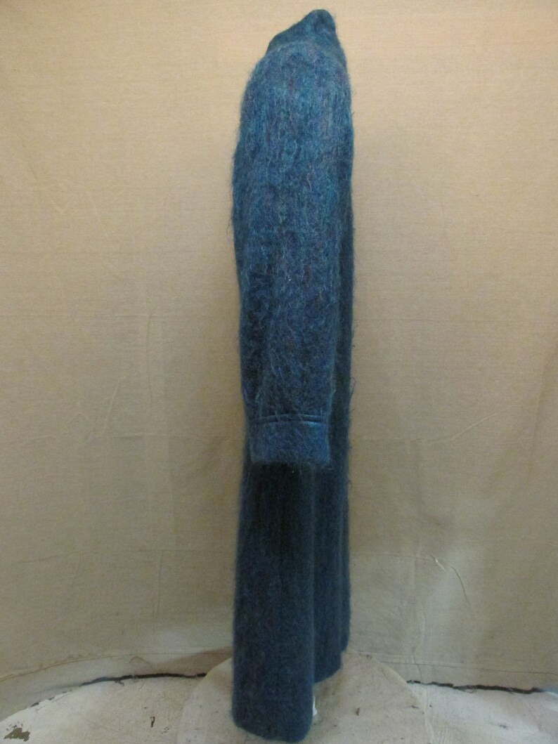 Vintage 1980/'s Paul Levy Designs Blue Mohair /& Wool Long Maxi Coat with Matching Scarf Women/'s Size ML