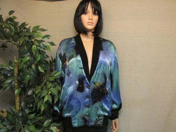 Vintage 1980's Studio Image Celestial Blue Green B