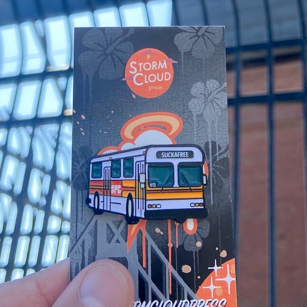 SUCKAFREE muni bus enamel pin