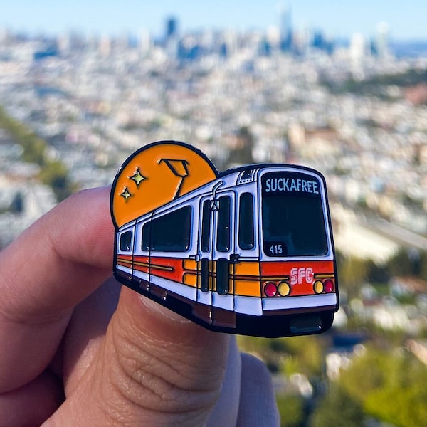 SUCKAFREE muni train enamel pin