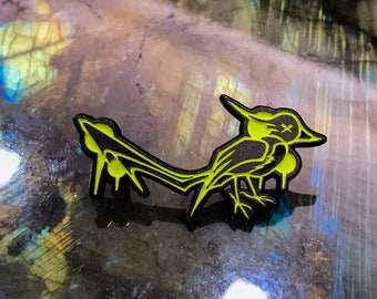 TGD bird glow in the dark enamel pin