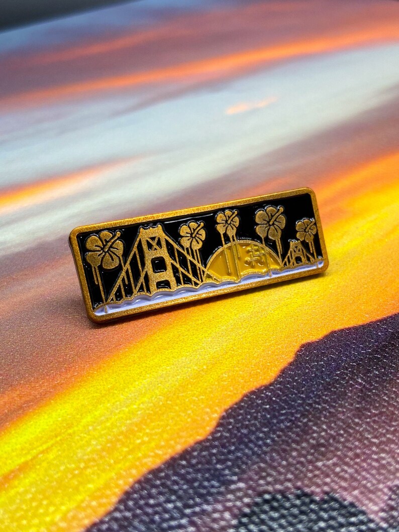 Golden Gate Bridge Aloha enamel pin // keychain v3: antique gold pin