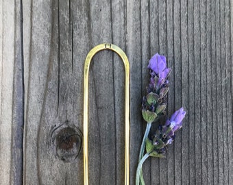 Hair Pin - 5 inch Hair Pin for Medium Length Hair, Handmade Brass Hair Pin, Hair Pin Gold, Hair Fork, Messy Bun Styles, Hair Stick
