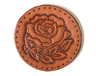 Rose - Patch en cuir cousu-on