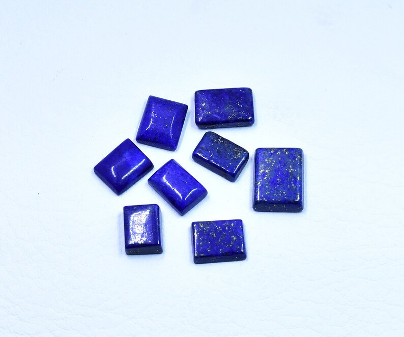 AM408 8 Pieces Rectangle Shape Lapis Cabochon Mix Size Lapis Lazuli Lots Lapis Gemstone for Jewelry 60.3 Cts Lapis Lazuli Gemstone