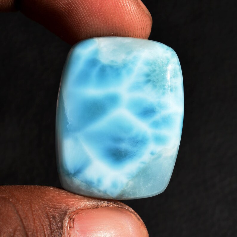 34.78 Ct Natural Dominican Larimar Gemstone Blue Pectolite Larimar Cabochon Jewelry Making Larimar Gemstone 28x22x5 MM AM524