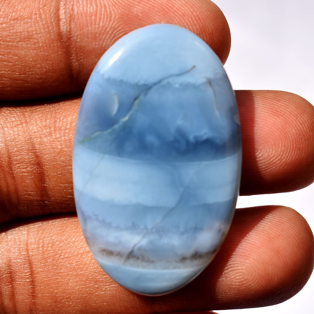 Natural Blue Opal Gemstone 36 Ct Blue Opal Cabochon Oval Etsy
