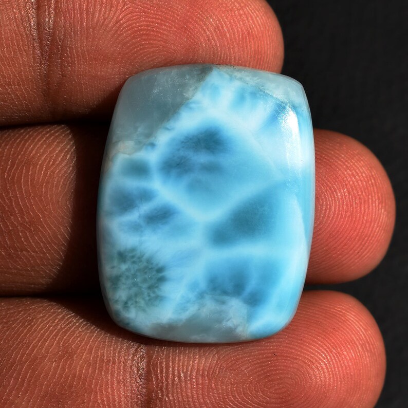 34.78 Ct Natural Dominican Larimar Gemstone Blue Pectolite Larimar Cabochon Jewelry Making Larimar Gemstone 28x22x5 MM AM524