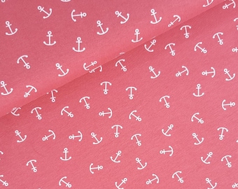 Anchor fabric (13.50EUR/meter), jersey with anchor, coral, B-stock, misprint