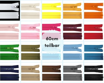 Reißverschluss teilbar 60cm, Jackenreißverschluss 5mm, farbiger Zipper, Farbwahl