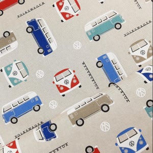 Bulli Baumwollstoff Camper Bulli Jersey Stoff Dekostoff Halbpanama