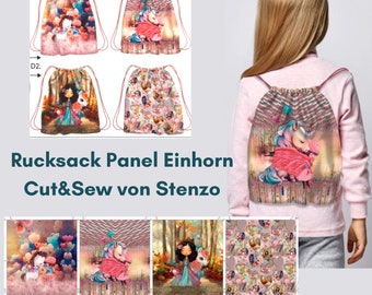 Einhorn Rucksack Panel von Stenzo (21.80EUR/m), Cut and Sew, Canvas Panel Rucksack für Mädchen