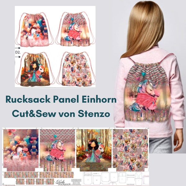 Einhorn Rucksack Panel von Stenzo (21.80EUR/m), Cut and Sew, Canvas Panel Rucksack für Mädchen