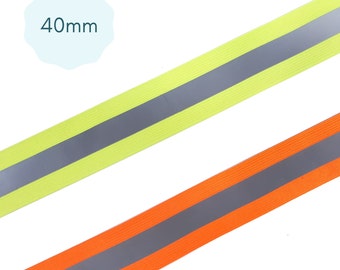 reflektierendes Gummiband, 40mm breit (3.30EUR/m), neon gelb, neon orange