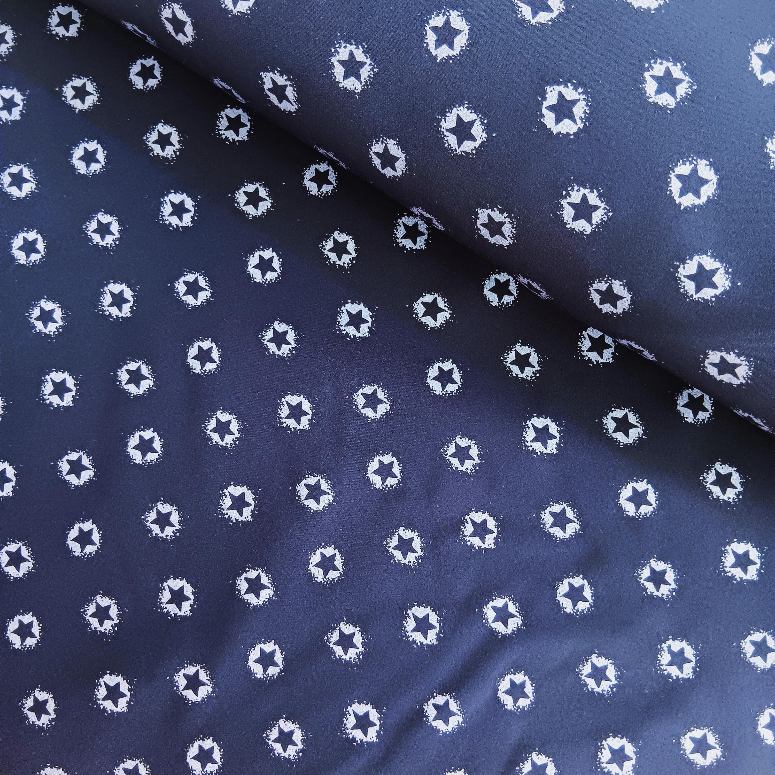 Softshell-Stoff mit Sternen Meterware in dunkelblau