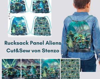 Gym bag panel by Stenzo Extraterrestrials (21.80EUR/meter), cut and sew, canvas panel backpack