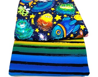 French Terry fabric package for children (from 24.90EUR/meter), monster fabric, fabric combination sweat for children, space fabric package