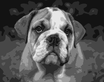 English Bulldog, Layered Papercut Template, Dog Papercutting Portrait, Commercial Use, Personal Use, Pet Portrait