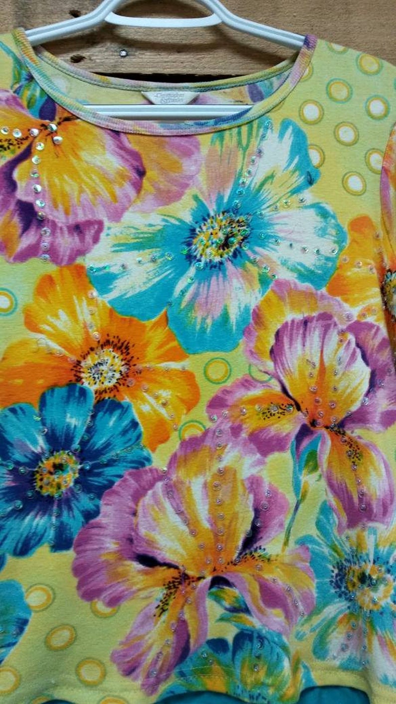 Bright cheery floral frock/dress. Medium | Etsy