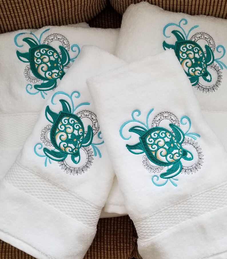 Sea Turtle Hand and Bath Towel Etsy