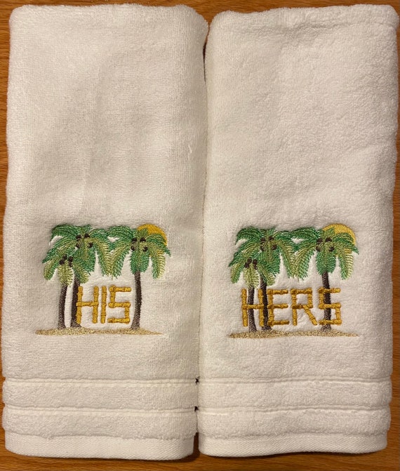 His and Hers Hand Tropical Hand Towels Etsy UK