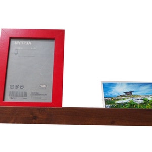 Picture ledge - walnut - photo shelf, narrow wall shelf - narrow shelf - picture shelf - length on request up to 150 cm straight shelf profile