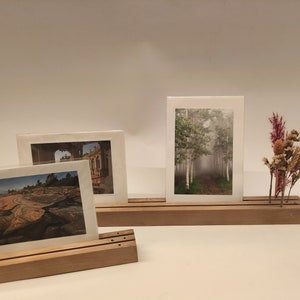 Card holder, photo holder, picture holder made of solid wood - two rows - in various woods and sizes for your personal photos, cards