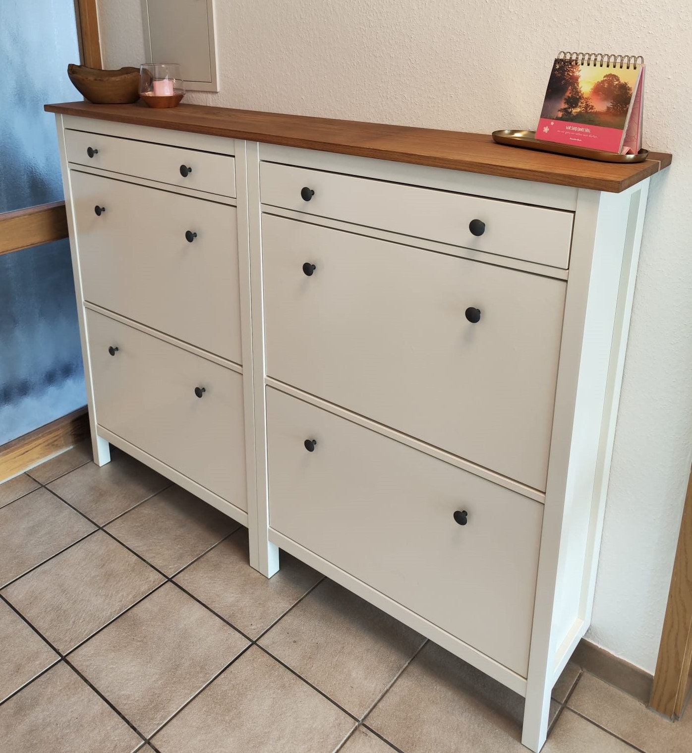 Abdeckplatte, Holzplatte, Holzbrett für HEMNES Schuhschrank Ikea - Eiche/ Nussbaum - massiv - für zwei Schrankgröße 172 cm x 30 cm x 2,5 cm